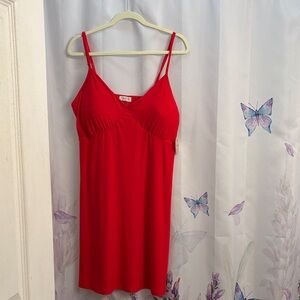 Red Slip Dress with Adjustable Straps 1X
